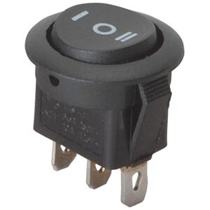SPDT Automotive Round Rocker Switch Center Off Black